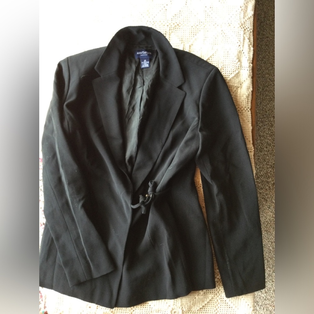 Ann Taylor Black Wrap-style one button Jacket size 4P